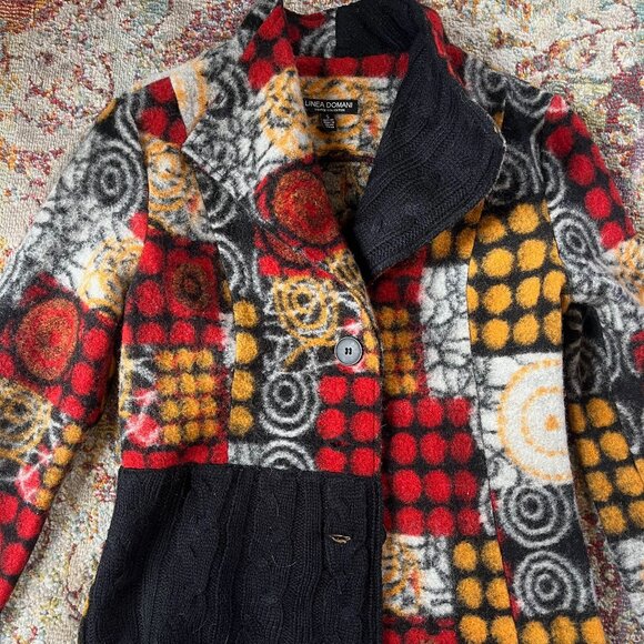 Linea Domani Felted Wool Patchwork Blazer - Small - Boho Chic Spring Jacket - Picture 2 of 4